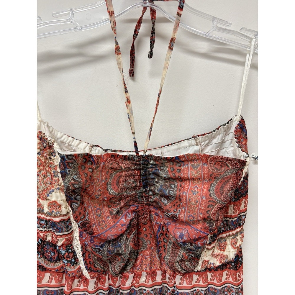 Bershka Maxi Dress Women L Indie Beach Coastal Fairy Boho Patchwork silk Dress - Picture 9 of 13